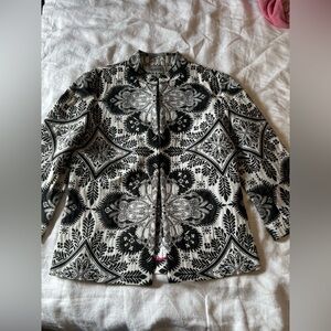 Chico's Black and White Baroque Blazer Size M. Classic.
